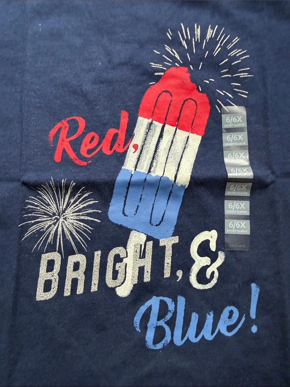 NWT OshKosh B'gosh Navy Tee with Red, Bright & Blue Popsicle size 6/6X